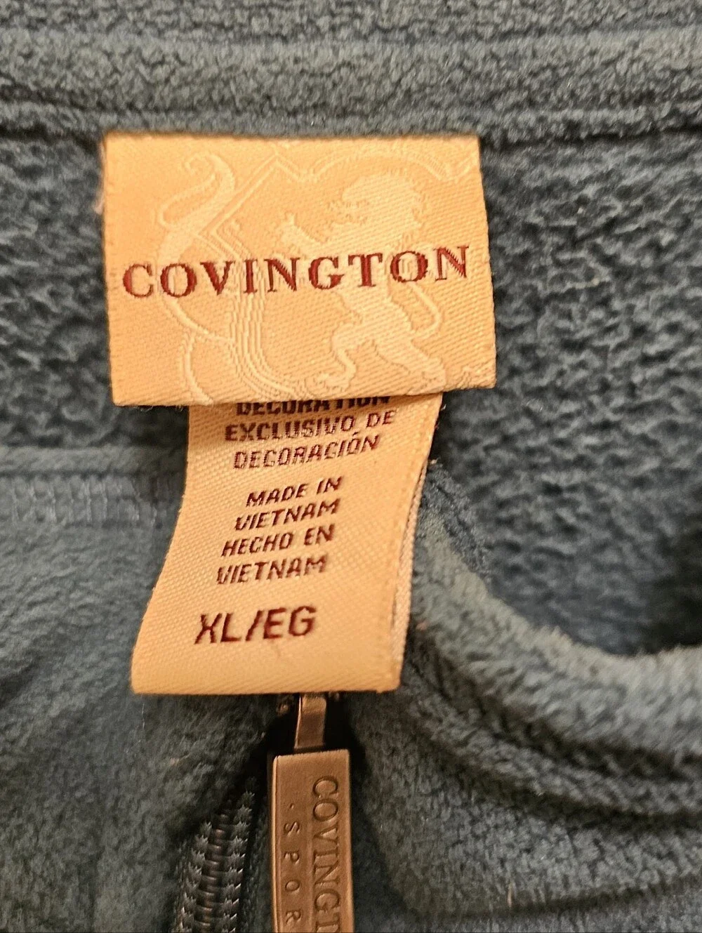 Covington Women's Zip-Up Fleece Vest in Teal w/pockets.  XL